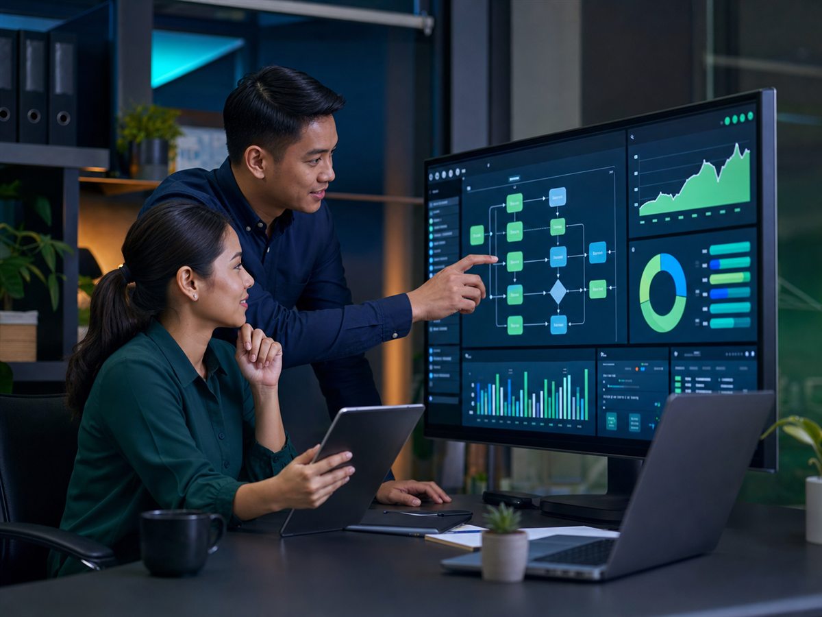 Filipino team using a digital operations dashboard